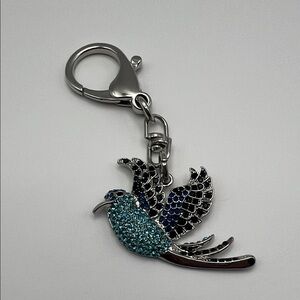 Elegant Silver and Blue Bird Keychain